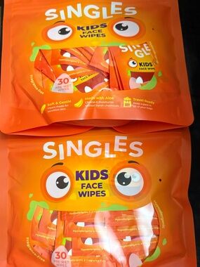 Singles Kids Face Wipes  - 2 Packs of Pre-Wet Wipes